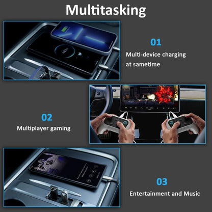 สำหรับ Tesla รุ่น 3/Y รถ T09 คอนโซลกลาง 27W 3-in-1 USB Hub Docking Station, T09
