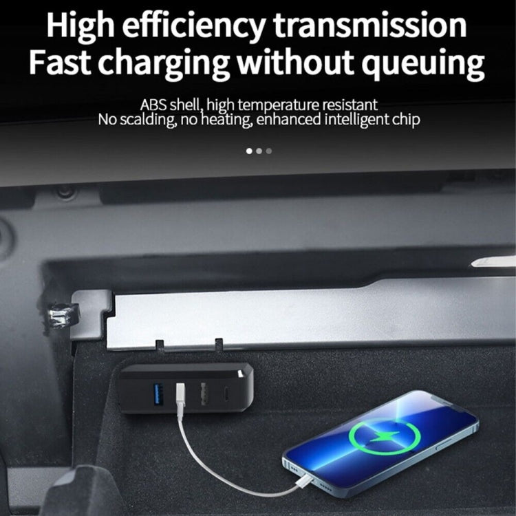 สำหรับ Tesla รุ่น 3/Y รถ AH37 3 USB + 1 Type-C/USB-C Port Hub Docking Station, AH37