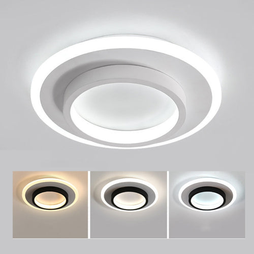 20W ไฟทางเดินลดแสง 3 สี LED ไฟเพดานทางเดินทางเข้าห้องรับฝากของ, White Circle, White Square, Black Circular, Black Square