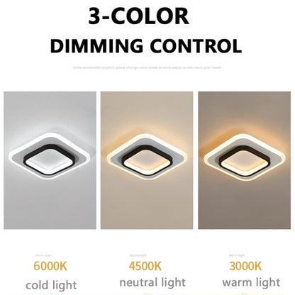 20W ไฟทางเดินลดแสง 3 สี LED ไฟเพดานทางเดินทางเข้าห้องรับฝากของ, White Circle, White Square, Black Circular, Black Square