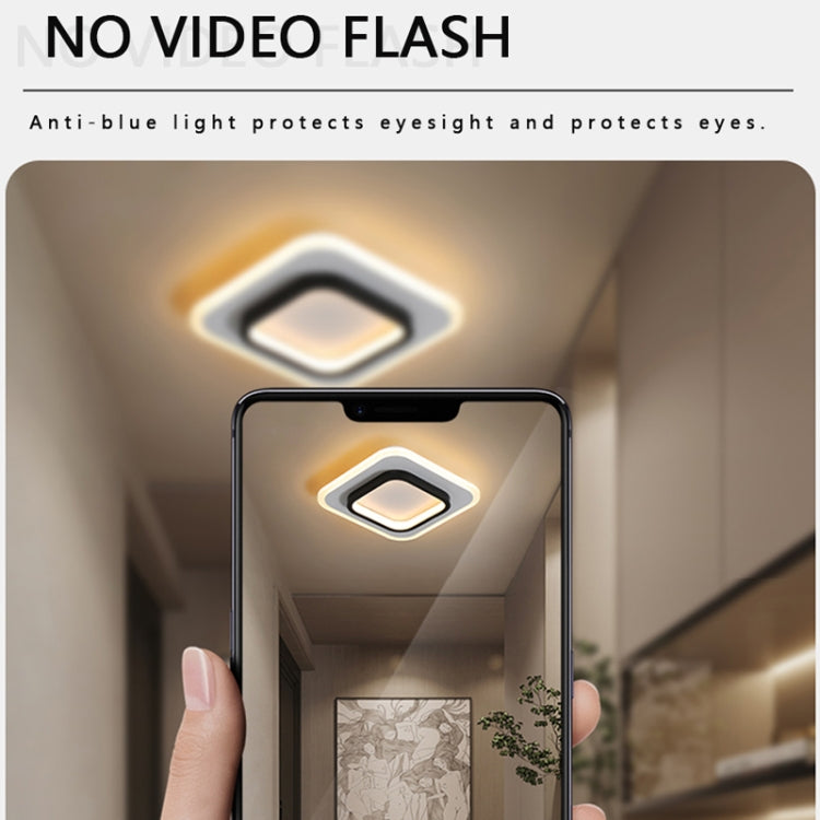20W ไฟทางเดินลดแสง 3 สี LED ไฟเพดานทางเดินทางเข้าห้องรับฝากของ, White Circle, White Square, Black Circular, Black Square