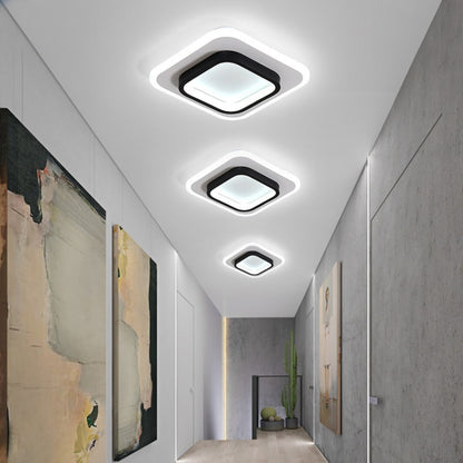 20W ไฟทางเดินลดแสง 3 สี LED ไฟเพดานทางเดินทางเข้าห้องรับฝากของ, White Circle, White Square, Black Circular, Black Square