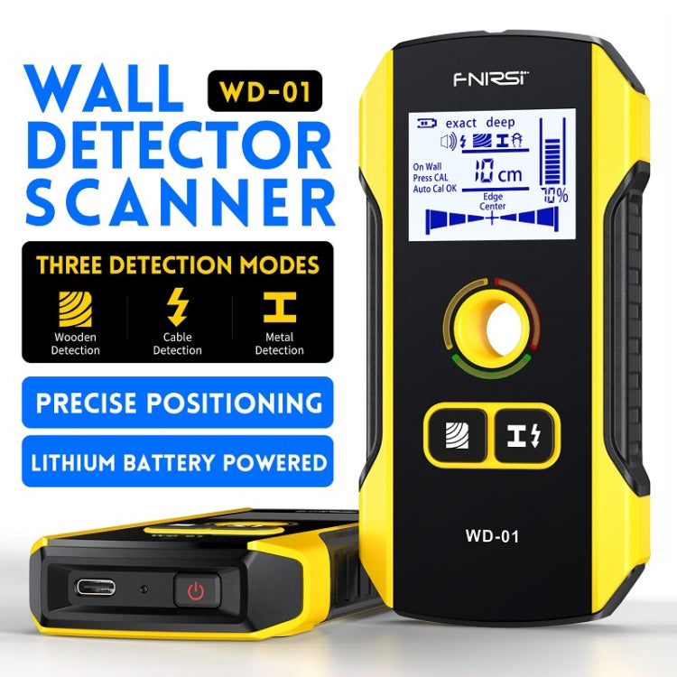 FNIRSI WD-01 เครื่องตรวจจับโลหะลวดติดผนังแบบมัลติฟังก์ชั่นเครื่องสแกนสายมืด, WD-01