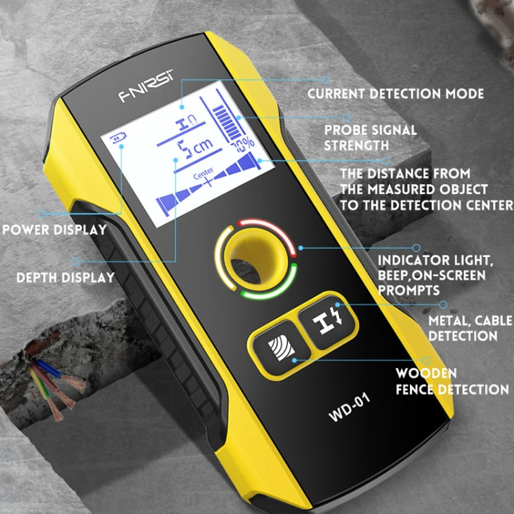 FNIRSI WD-01 เครื่องตรวจจับโลหะลวดติดผนังแบบมัลติฟังก์ชั่นเครื่องสแกนสายมืด, WD-01