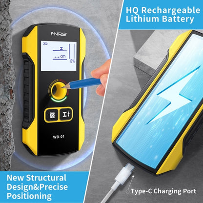 FNIRSI WD-01 เครื่องตรวจจับโลหะลวดติดผนังแบบมัลติฟังก์ชั่นเครื่องสแกนสายมืด, WD-01
