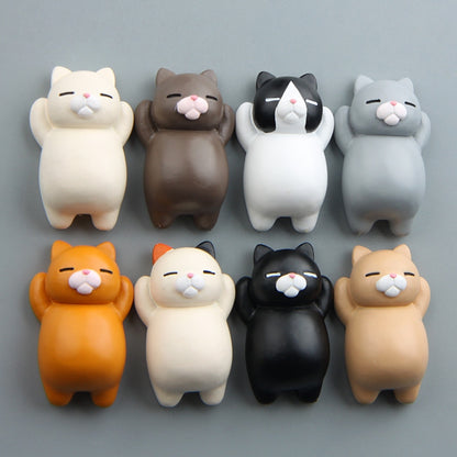 การ์ตูนแมวแม่เหล็กติดตู้เย็นเครื่องประดับเรซิ่นเครื่องประดับ, With Magnetic Sticker, Without Magnetic Sticker