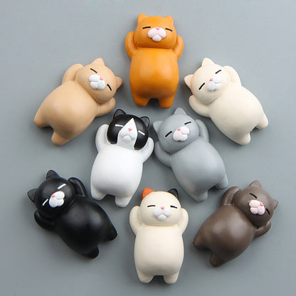 การ์ตูนแมวแม่เหล็กติดตู้เย็นเครื่องประดับเรซิ่นเครื่องประดับ, With Magnetic Sticker, Without Magnetic Sticker