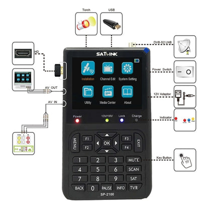 SATLINK SP-2100 HD Finder Meter เครื่องวัดสัญญาณดาวเทียมแบบใช้มือถือ, SP-2100