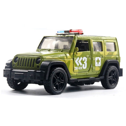 1:36 ออฟโรดรถตำรวจรถพยาบาลโมเดลรถเด็กของเล่นมีเสียงและไฟ, Police Car, Ambulance Car, fire truck, Army