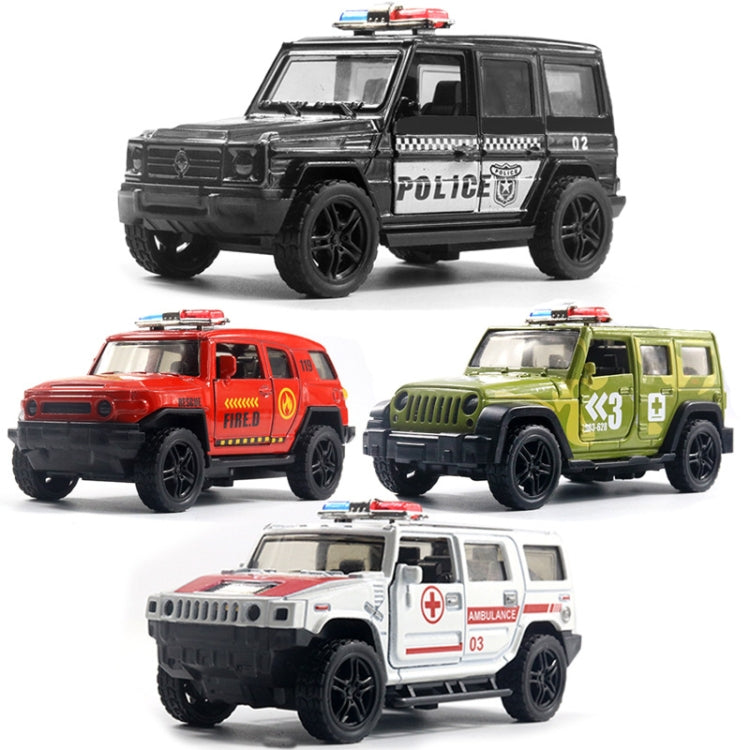 1:36 ออฟโรดรถตำรวจรถพยาบาลโมเดลรถเด็กของเล่นมีเสียงและไฟ, Police Car, Ambulance Car, fire truck, Army