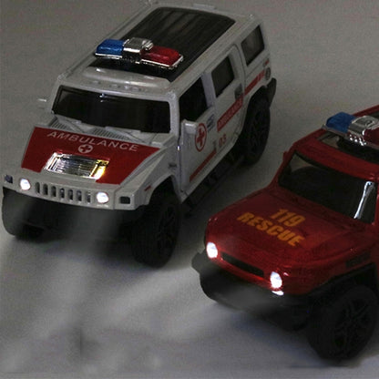 1:36 ออฟโรดรถตำรวจรถพยาบาลโมเดลรถเด็กของเล่นมีเสียงและไฟ, Police Car, Ambulance Car, fire truck, Army