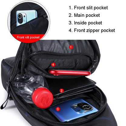 XQB990 กระเป๋าคาดหน้าอกผู้ชายกระเป๋า Messenger กระเป๋าผ้า Oxford กระเป๋ากีฬา, Line Blue, Line Black, Camouflage Dark Blue, Dynamic Blue, Snowflake Gray, Graffiti Blue