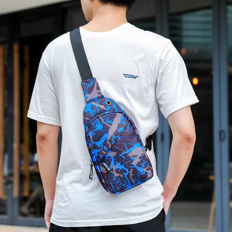 XQB990 กระเป๋าคาดหน้าอกผู้ชายกระเป๋า Messenger กระเป๋าผ้า Oxford กระเป๋ากีฬา, Line Blue, Line Black, Camouflage Dark Blue, Dynamic Blue, Snowflake Gray, Graffiti Blue