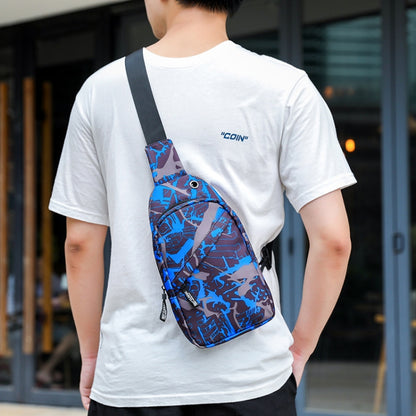 XQB990 กระเป๋าคาดหน้าอกผู้ชายกระเป๋า Messenger กระเป๋าผ้า Oxford กระเป๋ากีฬา, Line Blue, Line Black, Camouflage Dark Blue, Dynamic Blue, Snowflake Gray, Graffiti Blue