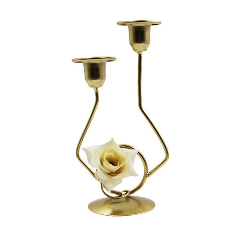 Wrought Iron Double-Headed Candlesticks Party งานแต่งงาน เชิงเทียนตกแต่งโต๊ะ, Silk, Iron