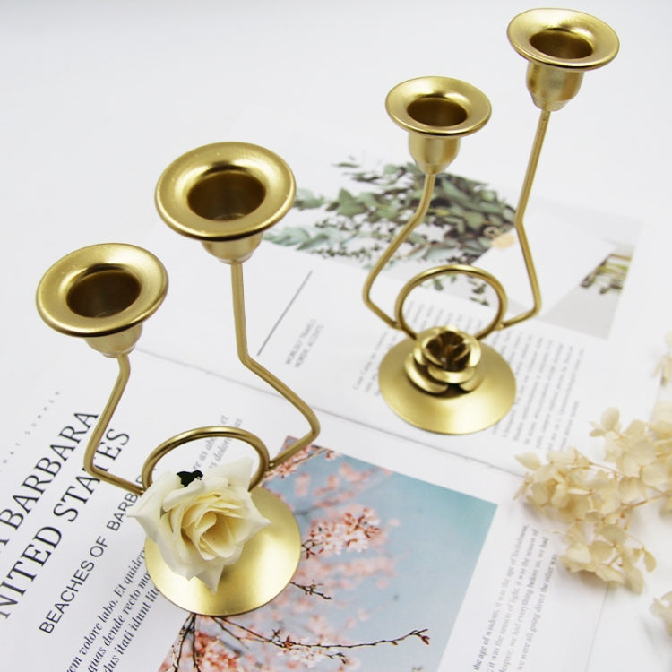 Wrought Iron Double-Headed Candlesticks Party งานแต่งงาน เชิงเทียนตกแต่งโต๊ะ, Silk, Iron