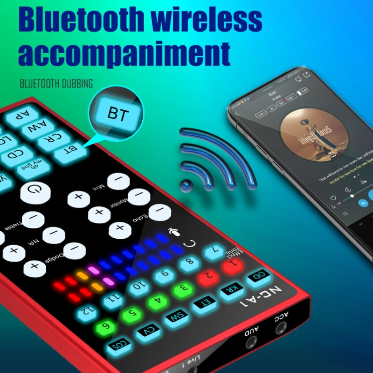 การ์ดเสียง NC-A1 Bluetooth 5.0 เอฟเฟกต์เสียง 12 ชนิดรองรับการตรวจสอบตามเวลาจริง, NC-A1