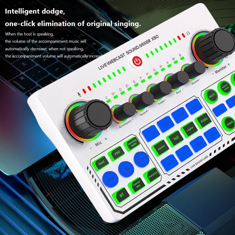 การ์ดเสียง X50 Bluetooth RGB LED พร้อมอินเตอร์เฟสพอร์ต OTG, X50