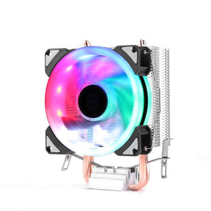 หม้อน้ำซีพียูท่อทองแดงคู่คอมพิวเตอร์เดสก์ท็อปเงียบสุด ๆ, 2 Tube Color Light 3-pin Single Fan, 2 Tube Color Light 3-pin Double Fan