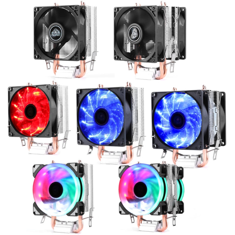 หม้อน้ำซีพียูท่อทองแดงคู่คอมพิวเตอร์เดสก์ท็อปเงียบสุด ๆ, 2 Tube Color Light 3-pin Single Fan, 2 Tube Color Light 3-pin Double Fan