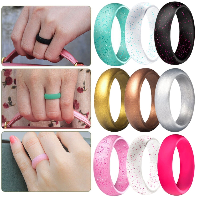 SH100 แหวนซิลิโคนกว้าง 5.7 มม. แหวนคู่รักแวววาว, No.8, No.9, No.10