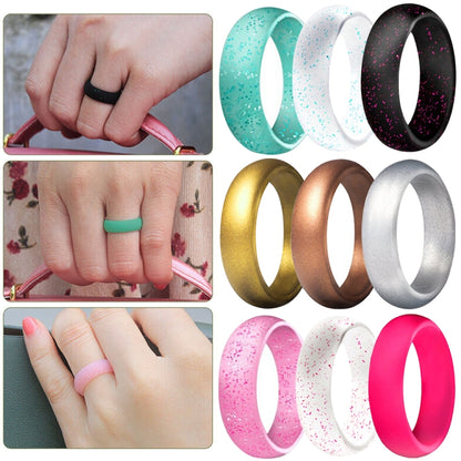 SH100 แหวนซิลิโคนกว้าง 5.7 มม. แหวนคู่รักแวววาว, No.8, No.9, No.10