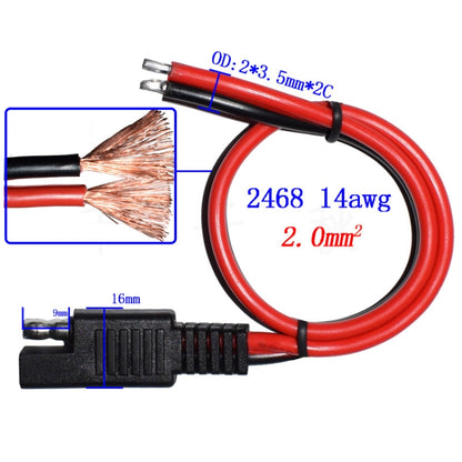2 ชิ้น 20A แบตเตอรี่รถยนต์พลังงานแสงอาทิตย์ SAE สายไฟต่อ, 15cm, 30cm, 100cm