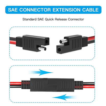 2 ชิ้น 20A แบตเตอรี่รถยนต์พลังงานแสงอาทิตย์ SAE สายไฟต่อ, 15cm, 30cm, 100cm