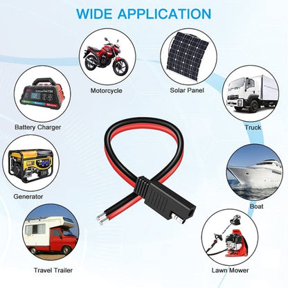 2 ชิ้น 20A แบตเตอรี่รถยนต์พลังงานแสงอาทิตย์ SAE สายไฟต่อ, 15cm, 30cm, 100cm
