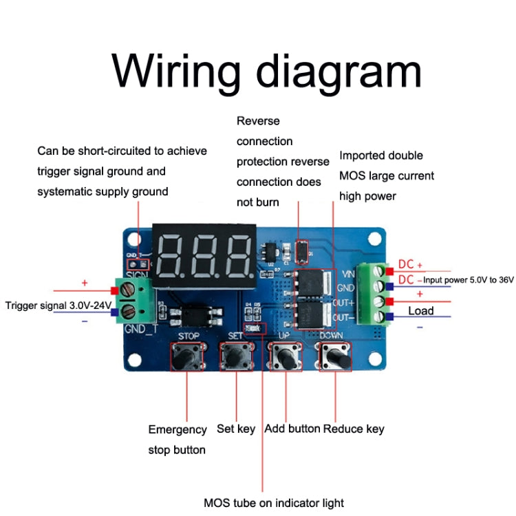 Deek-Robot DDC-432 สวิตช์รีเลย์หน่วงเวลา DC5V-30V Dual MOS Tube Digital แสดงผล Time Relay Controller, Time Relay Controller