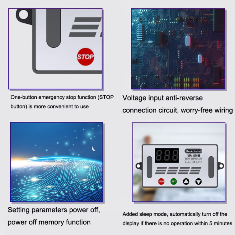 Deek-Robot DDC-432 สวิตช์รีเลย์หน่วงเวลา DC5V-30V Dual MOS Tube Digital แสดงผล Time Relay Controller, Time Relay Controller