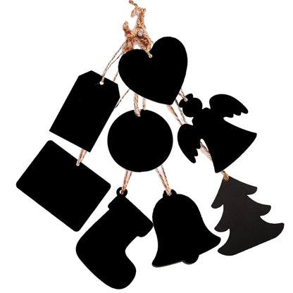 กระดานข้อความไม้แขวนขนาดเล็ก 10 ชิ้น/เซ็ต Home Holiday Decor Lanyard Chalkboard