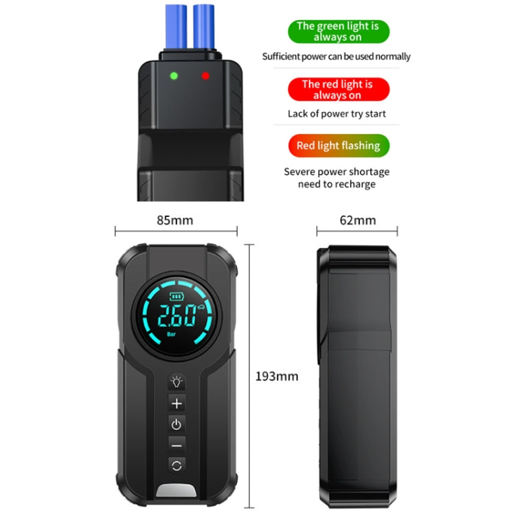 YX1920SH รถจ่ายไฟฉุกเฉินสตาร์ทเครื่องปั๊มลมเครื่อง All-in-one, 8000mAh, 8000mAh+EVA Bag