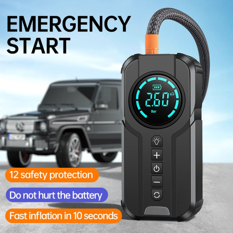 YX1920SH รถจ่ายไฟฉุกเฉินสตาร์ทเครื่องปั๊มลมเครื่อง All-in-one, 8000mAh, 8000mAh+EVA Bag