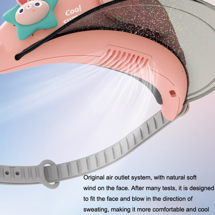 GL130-133 หมวกพัดลมกลางแจ้ง Leafless Mute USB แบบพกพา แคมป์ปิ้ง พัดลมขนาดเล็ก, Star Rabbit, Huahua Duck, Love Dragon