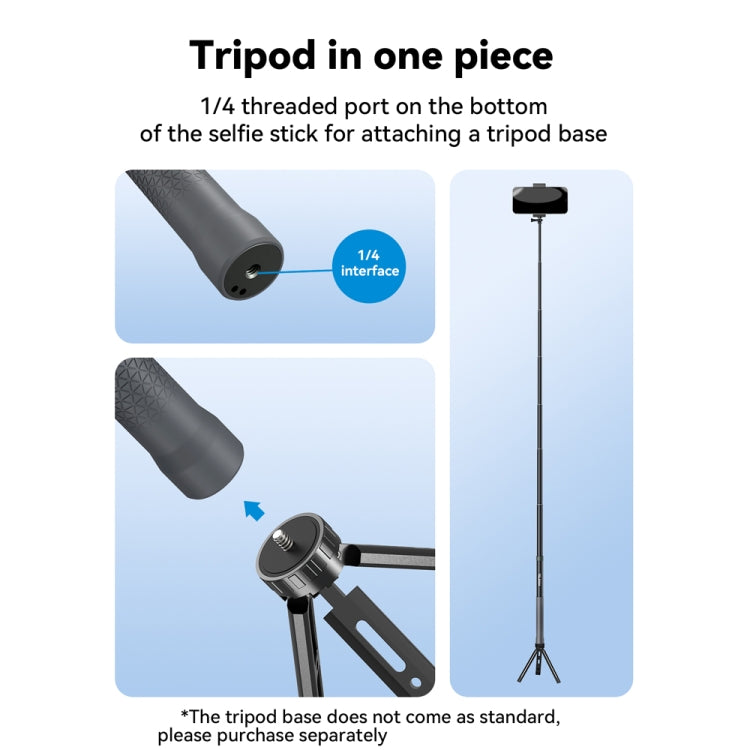 TELESIN 3M คาร์บอนไฟเบอร์ไม้เซลฟี่ Monopod พร้อมสกรู 1/4 สำหรับกล้องแอคชั่นแคมเมรา, 3m