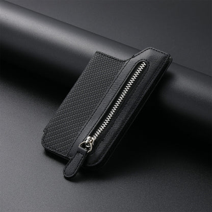 ที่ใส่บัตรประจำตัวโทรศัพท์ PU Leather Flap Zipper Wallet Card Holder Bag Adhesive Case
