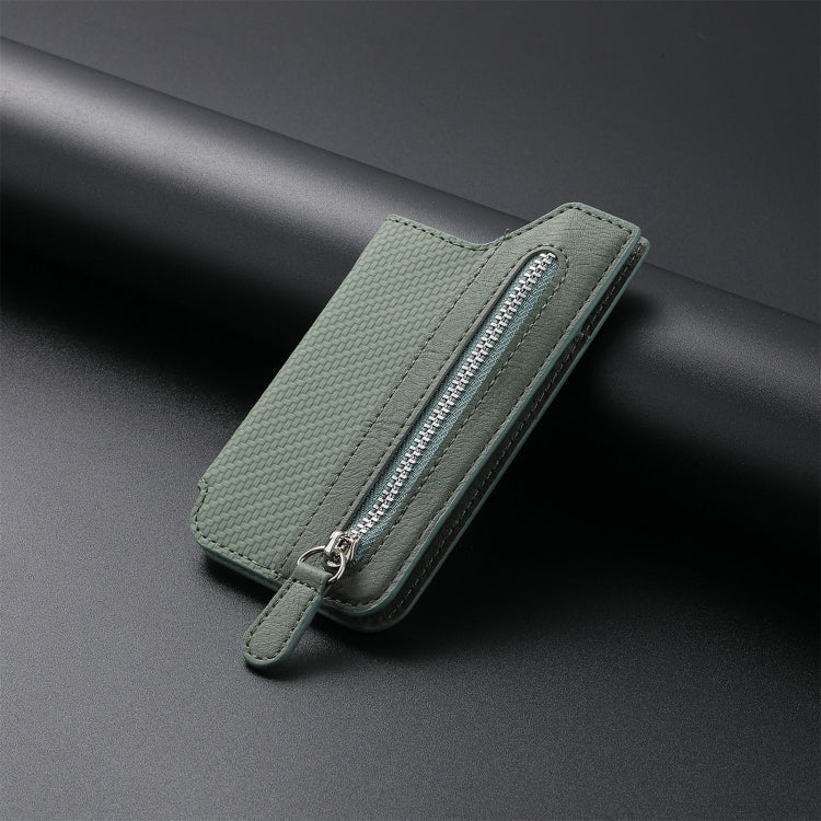 ที่ใส่บัตรประจำตัวโทรศัพท์ PU Leather Flap Zipper Wallet Card Holder Bag Adhesive Case