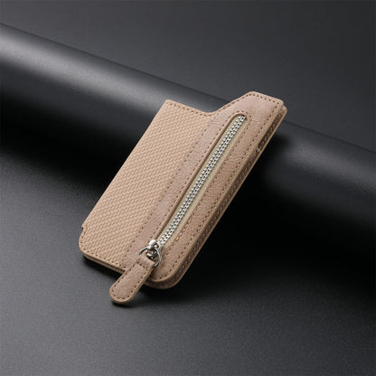 ที่ใส่บัตรประจำตัวโทรศัพท์ PU Leather Flap Zipper Wallet Card Holder Bag Adhesive Case