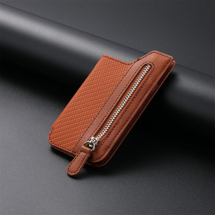 ที่ใส่บัตรประจำตัวโทรศัพท์ PU Leather Flap Zipper Wallet Card Holder Bag Adhesive Case