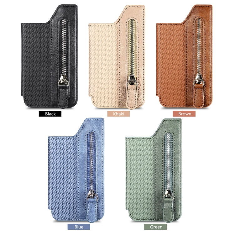 ที่ใส่บัตรประจำตัวโทรศัพท์ PU Leather Flap Zipper Wallet Card Holder Bag Adhesive Case