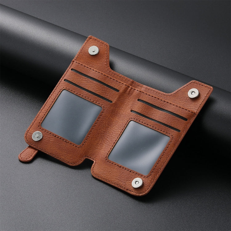 ที่ใส่บัตรประจำตัวโทรศัพท์ PU Leather Flap Zipper Wallet Card Holder Bag Adhesive Case