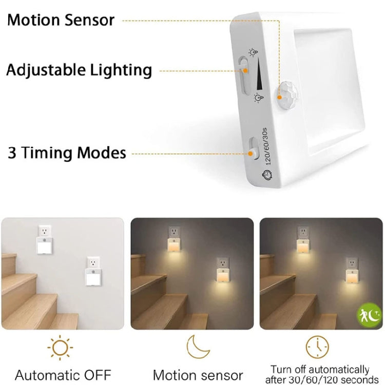 NL2101 Motion Sensor ไฟกลางคืน LED ปลั๊กไฟ AC Dimming Sleep Lights, Spec:, NL2101 Warm EU Plug, NL2101 Warm and White EU Plug, NL2101 Warm US Plug, NL2101 Warm and White US Plug, NL2101 Warm UK Plug, NL2101 Warm and White UK Plug