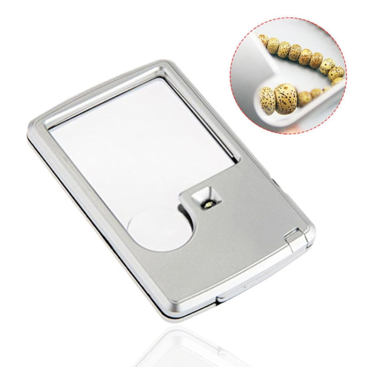 2pcs 3-6 Times Card Type แว่นขยายแบบพกพาไฟ LED รูปสี่เหลี่ยมผืนผ้า, 3-6X With LED Lights