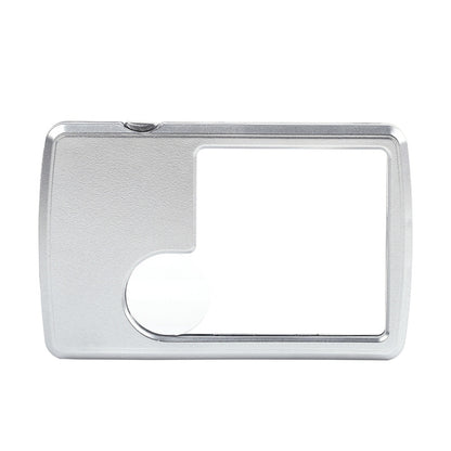 2pcs 3-6 Times Card Type แว่นขยายแบบพกพาไฟ LED รูปสี่เหลี่ยมผืนผ้า, 3-6X With LED Lights
