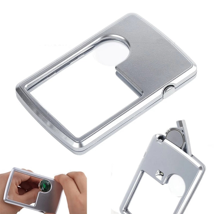 2pcs 3-6 Times Card Type แว่นขยายแบบพกพาไฟ LED รูปสี่เหลี่ยมผืนผ้า, 3-6X With LED Lights