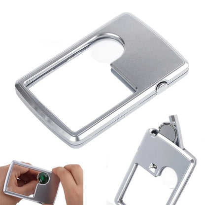 2pcs 3-6 Times Card Type แว่นขยายแบบพกพาไฟ LED รูปสี่เหลี่ยมผืนผ้า, 3-6X With LED Lights