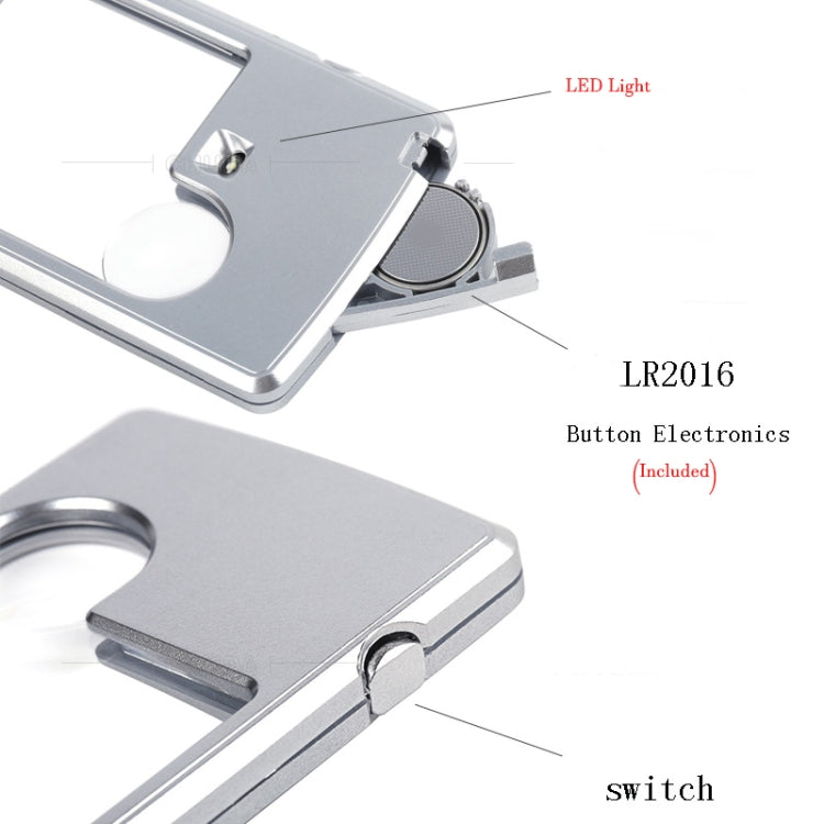 2pcs 3-6 Times Card Type แว่นขยายแบบพกพาไฟ LED รูปสี่เหลี่ยมผืนผ้า, 3-6X With LED Lights