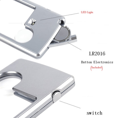 2pcs 3-6 Times Card Type แว่นขยายแบบพกพาไฟ LED รูปสี่เหลี่ยมผืนผ้า, 3-6X With LED Lights