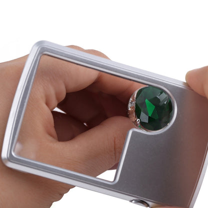 2pcs 3-6 Times Card Type แว่นขยายแบบพกพาไฟ LED รูปสี่เหลี่ยมผืนผ้า, 3-6X With LED Lights